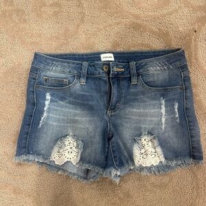 American Eagle Blue Jean Shorts with Lace Accents